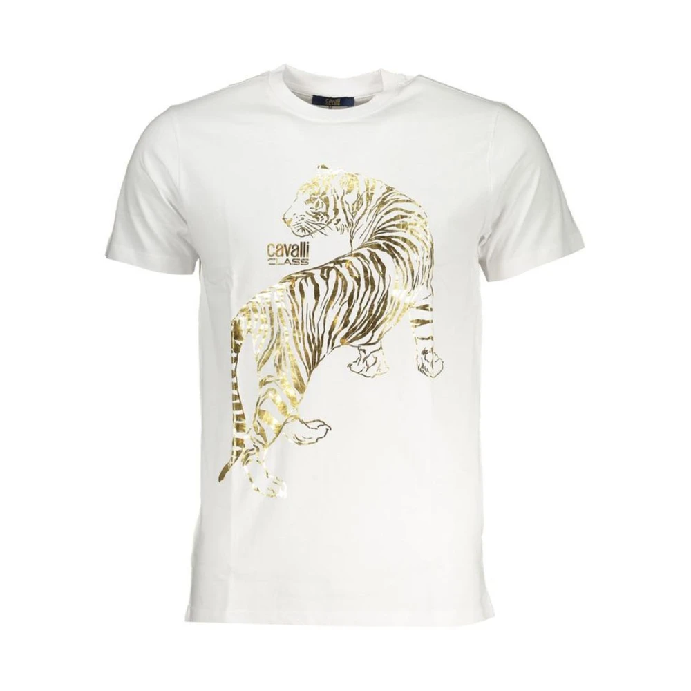 Cavalli Class Men's Gold Tiger Print T-Shirt