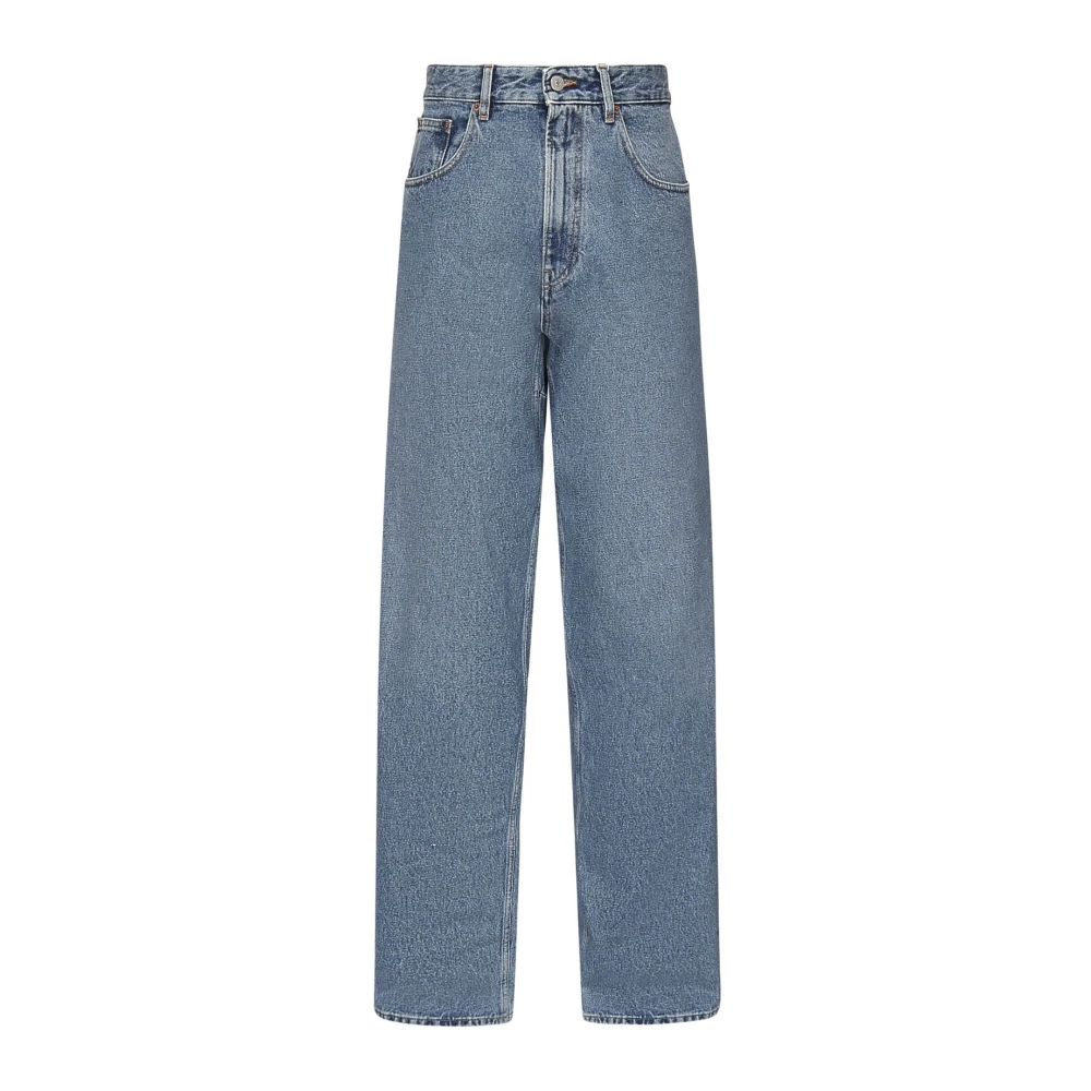 Mm6 Maison Margiela Men's Blue Wide Leg Denim Jeans - Straight Fit Jeans - W36 - Jeans