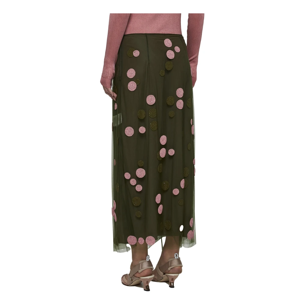 Fendi Groene Polka Dot Tule Midi Rok Green Dames