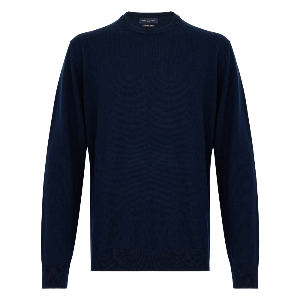 Daniele Fiesoli Navy Merino Wol Trui Mannen Blue Heren