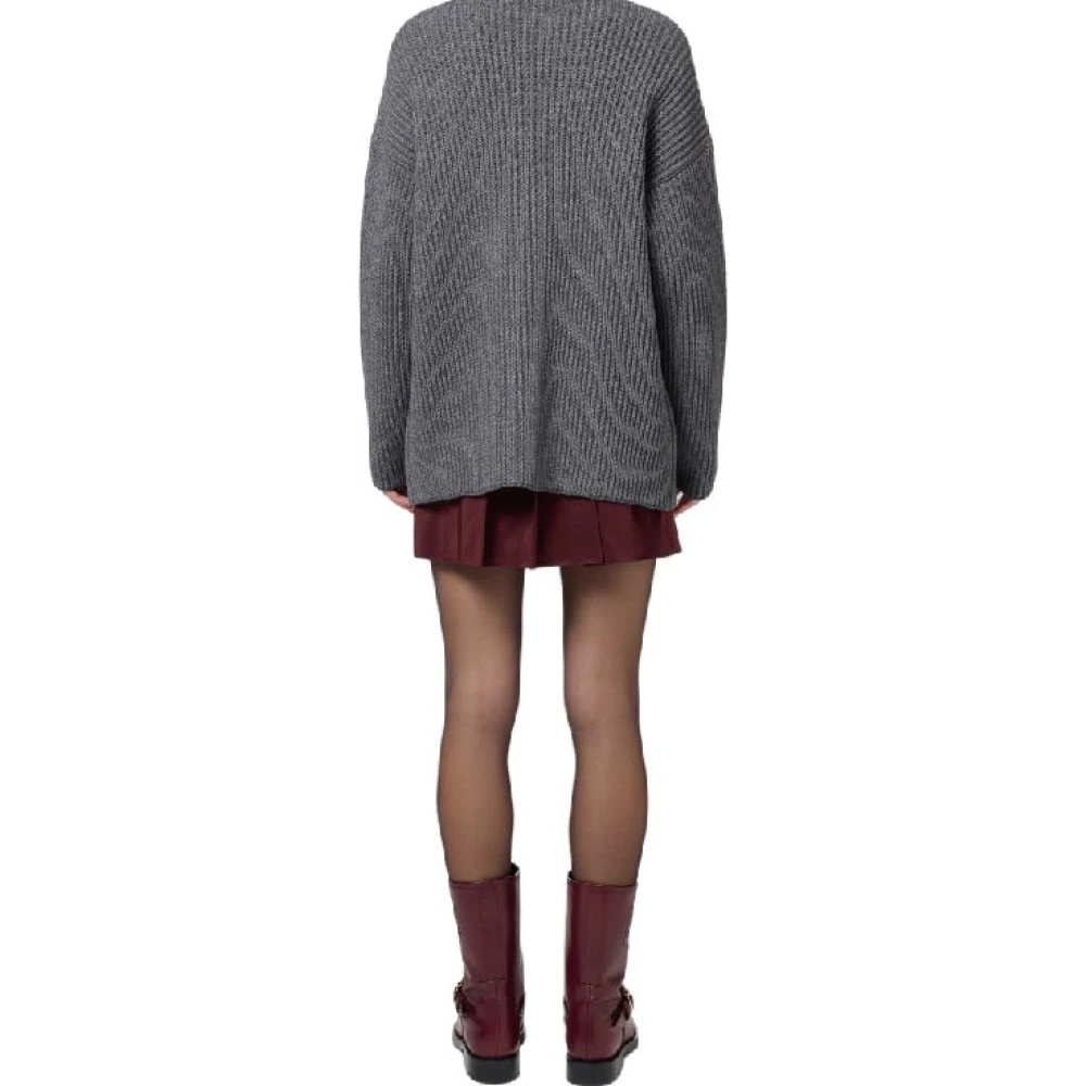 Elisabetta Franchi Wollen Vest met Logopatch Gray Dames