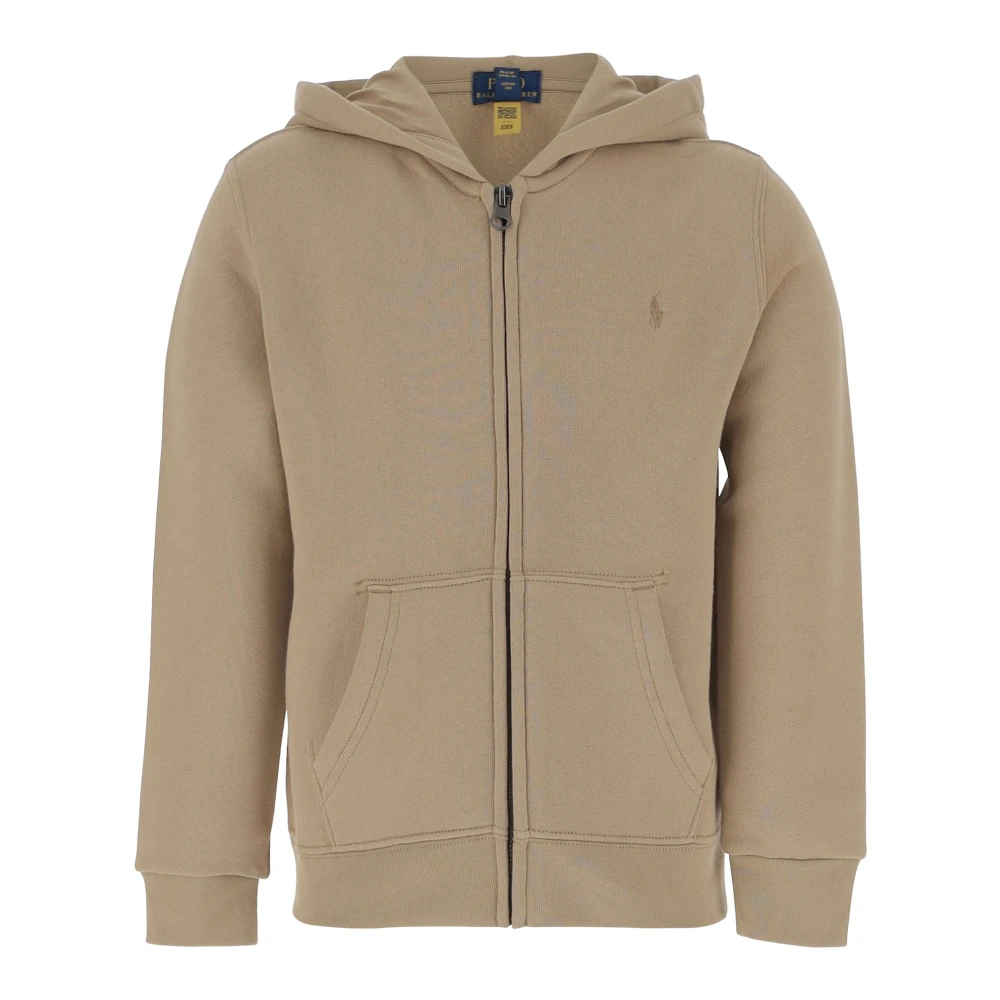 Polo Ralph Lauren Unisex Beige Logo Cotton Blend Sweatshirt With Hood