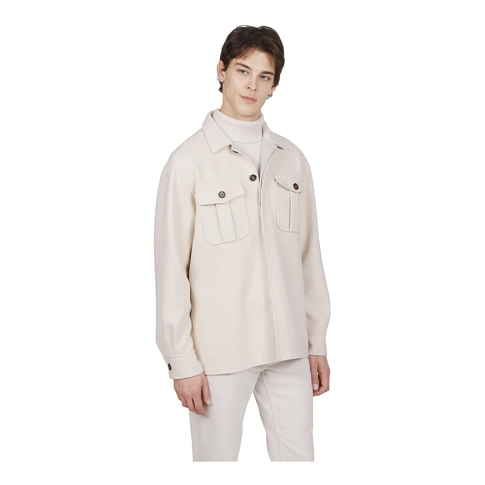 Eleventy Wollen Overshirt Niet Omkeerbaar Beige Heren