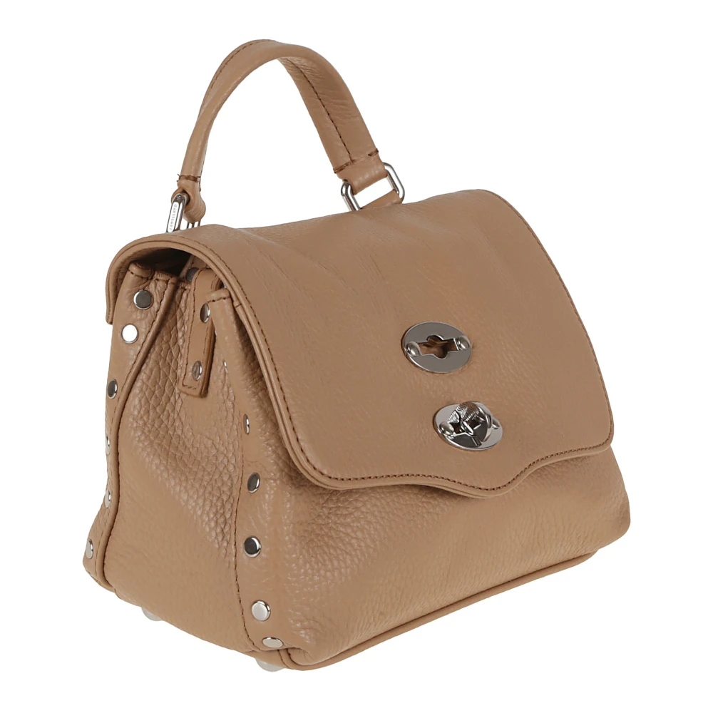 Zanellato Bruine Schoudertas met Zilveren Studs Brown Dames