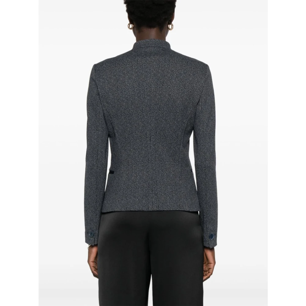 Emporio Armani Blauwe Jacquard Knoopjas Blue Dames