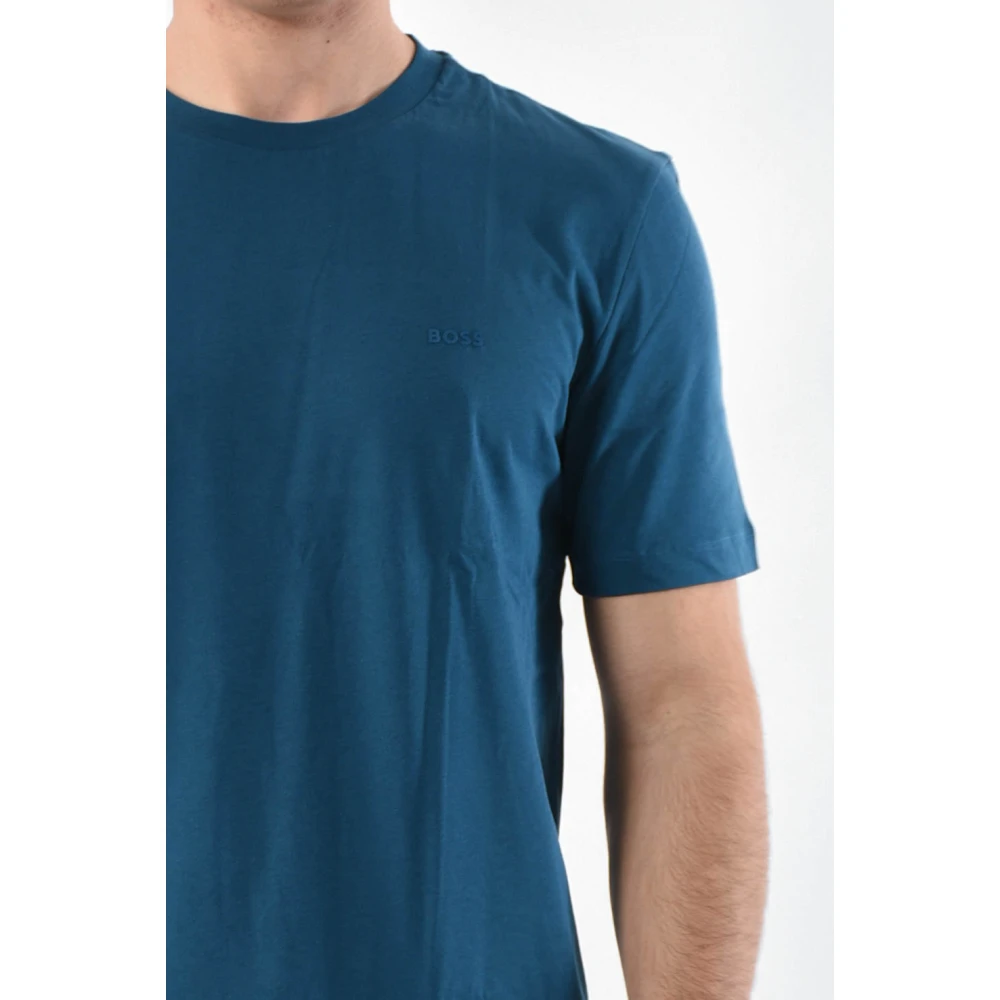 Hugo Boss Katoenen Logo T-shirt Regular Fit Blue Heren