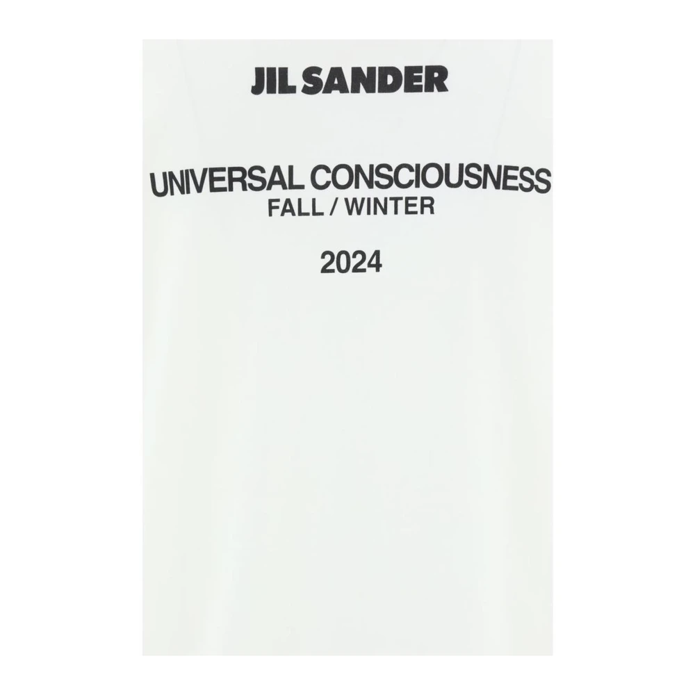 Jil Sander Monochrome Katoenen Trui met Geribbelde Ronde Hals White Heren