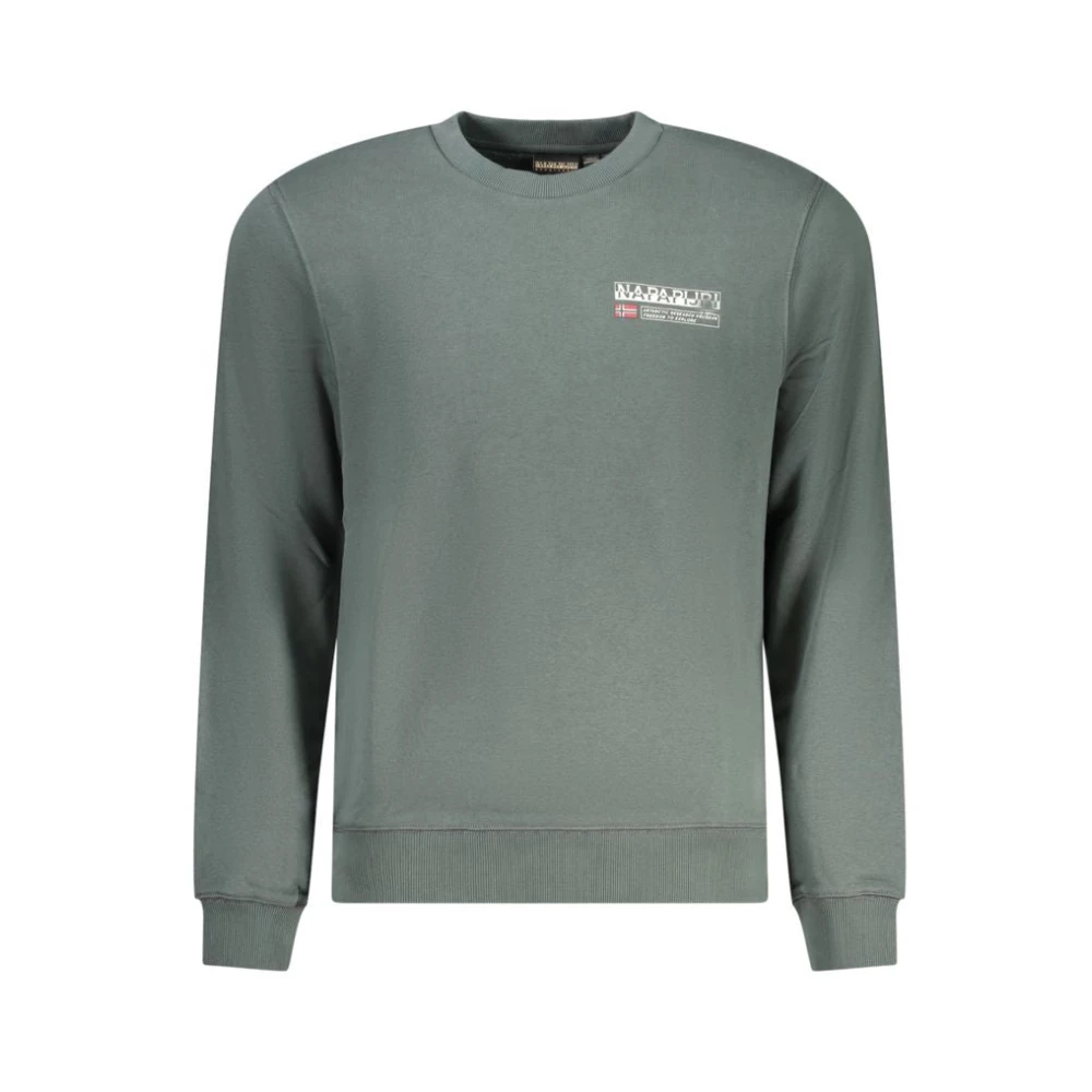 Napapijri Men's Green Sweatshirts, Xl, Cotton Jumper With Logo Print