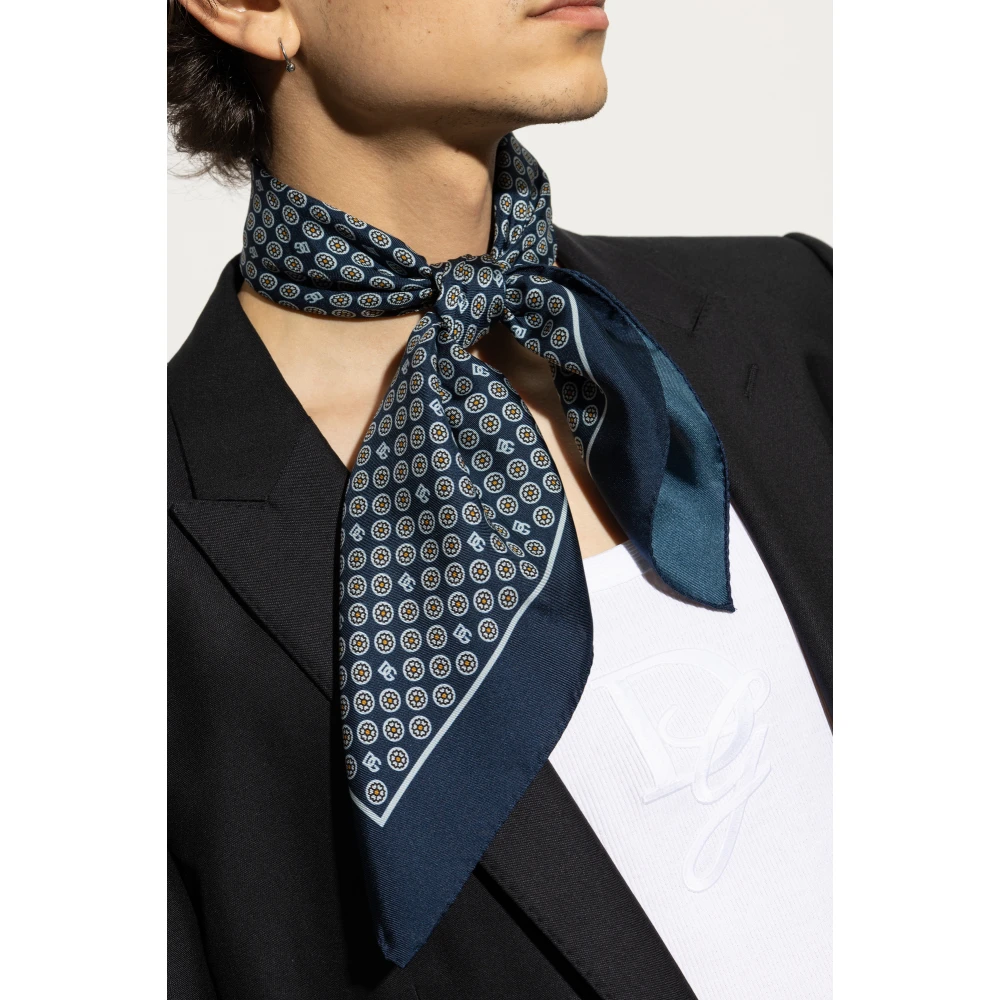 Dolce & Gabbana Zijden sjaal Blue Heren