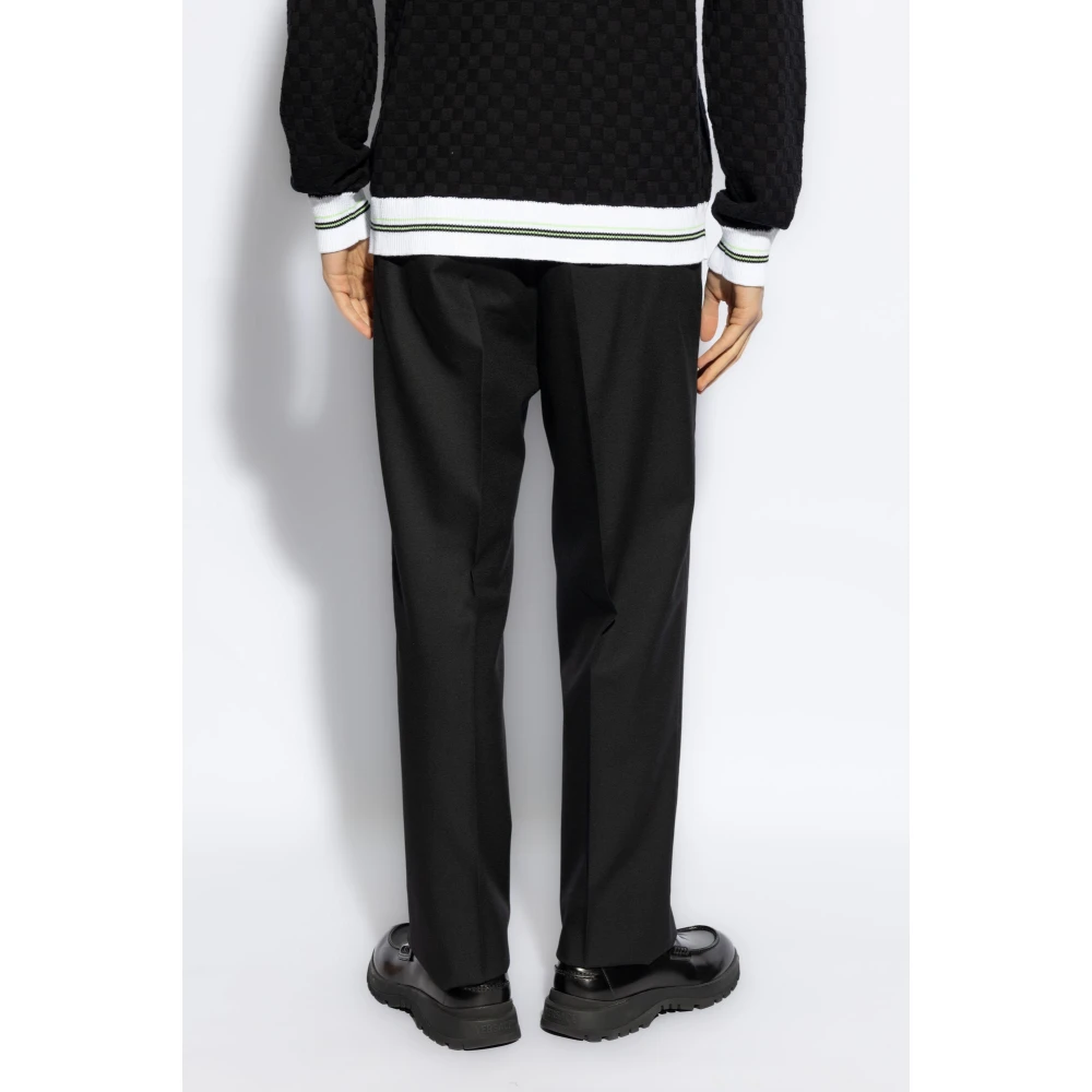 Fendi Wollen plooi-voorkant broek Black Heren