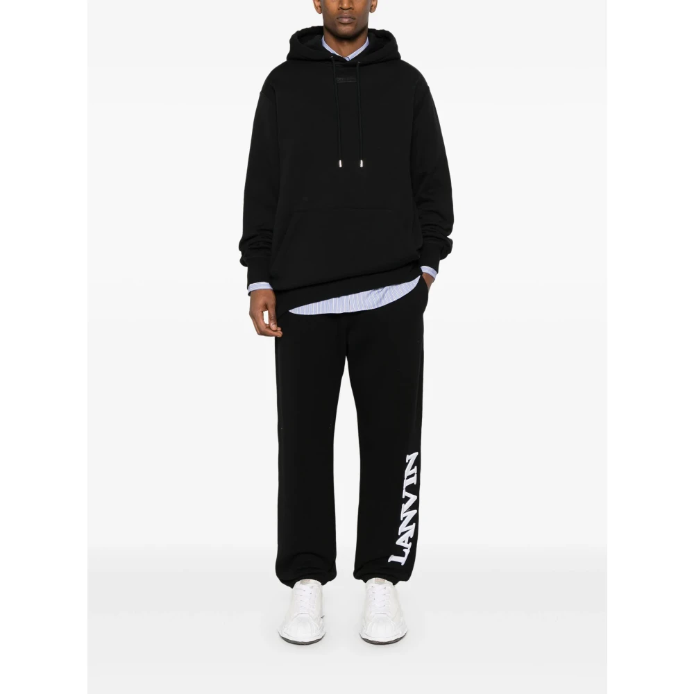 Lanvin Zwarte hoodie met patch Black Heren