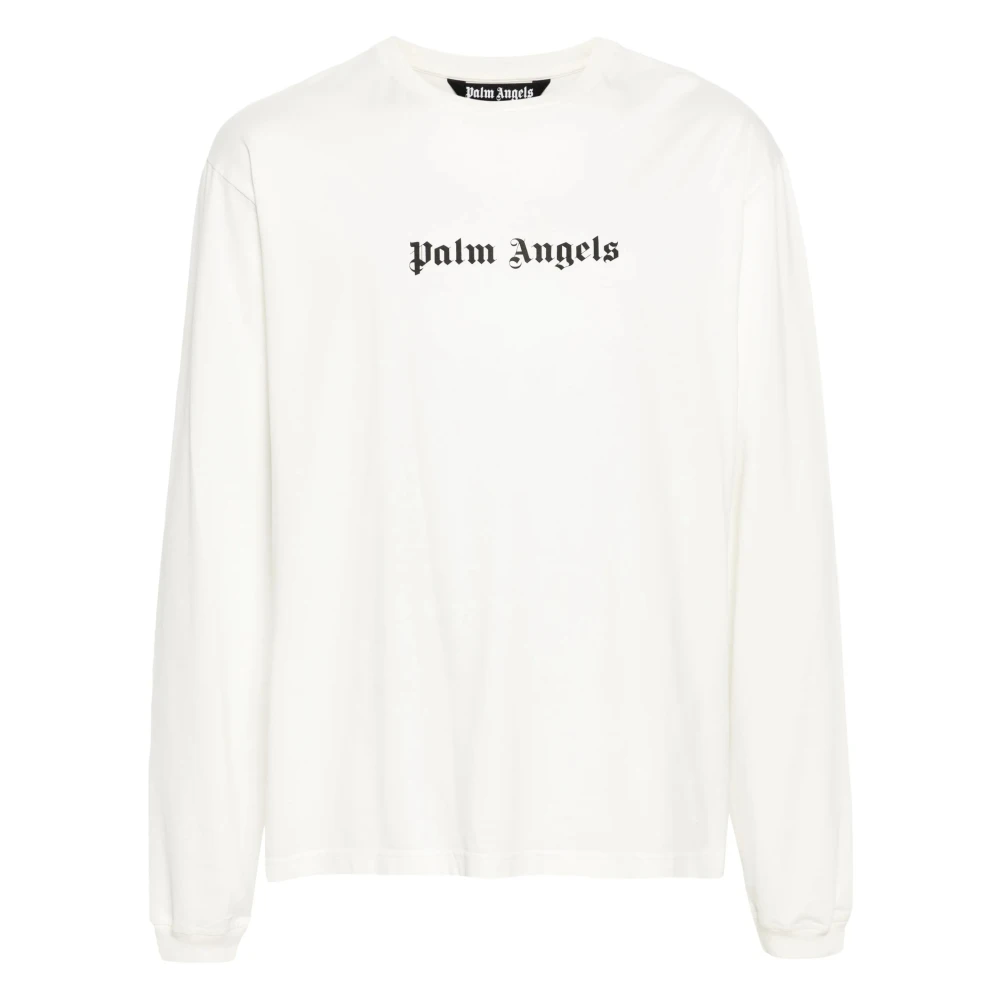 Palm Angels Homme Blanc - T-Shirt En Coton Avec Logo Imprimé - Tops - Taille: Xl