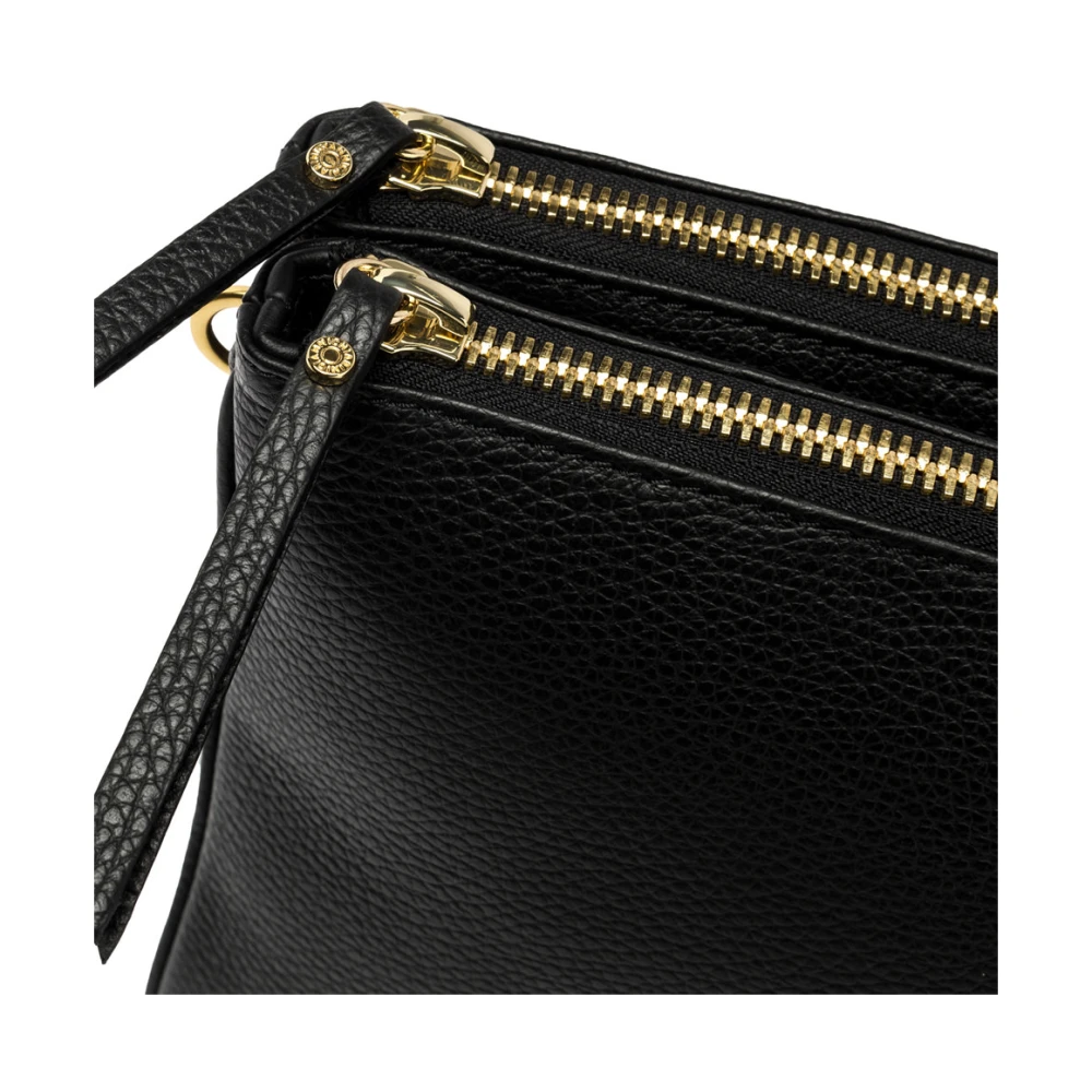Gianni Chiarini Mat leren schoudertas met rits Black Dames