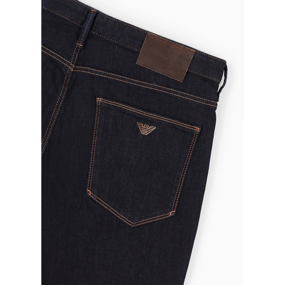 Emporio Armani Donkerblauwe Jeans met Contraststiksels Blue Heren