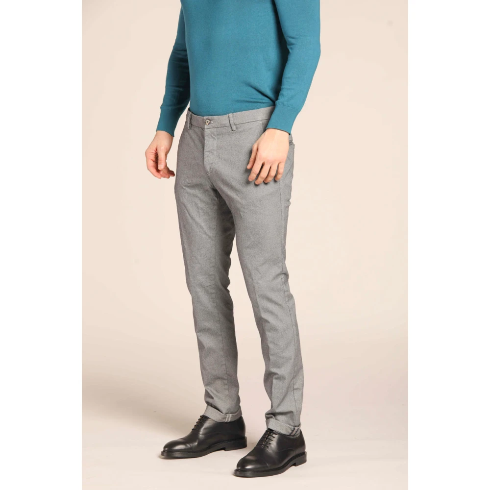 Mason's Slim Fit Grijze Chino Broek Micro Patroon Gray Heren