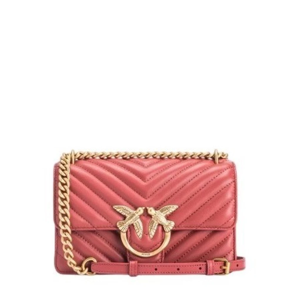Pinko Love Birds Diamond Metal Schoudertas Pink Dames
