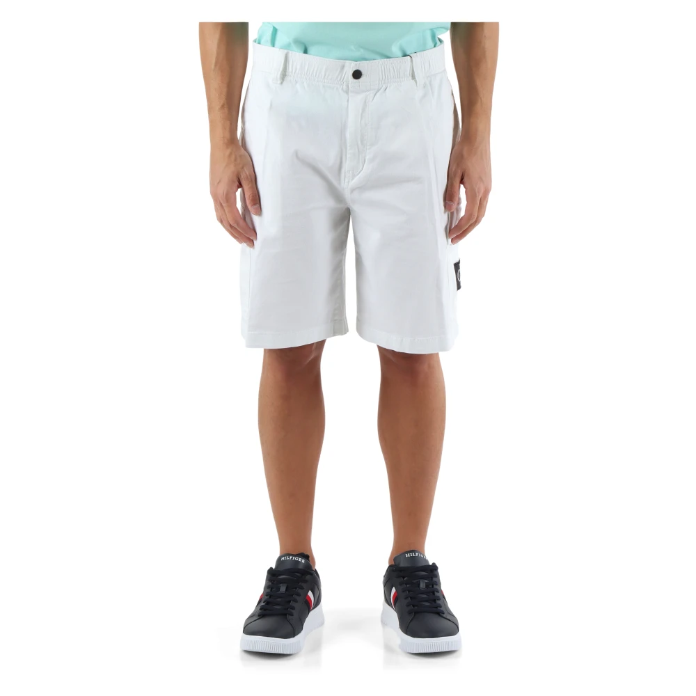 Calvin Klein Jeans Cargo Stretch Bomull Bermuda Shorts White, Herr