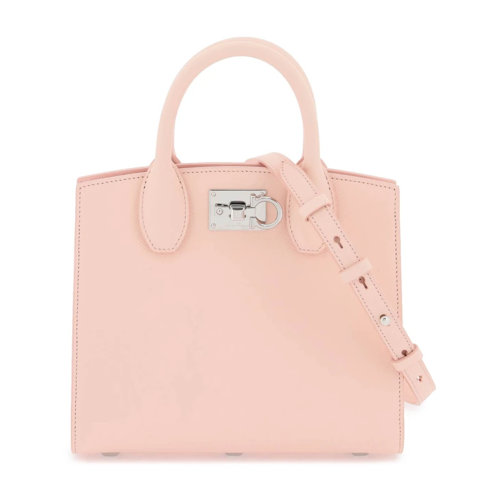 Salvatore Ferragamo Studio Box Handtas met Gancini Motief Pink Dames