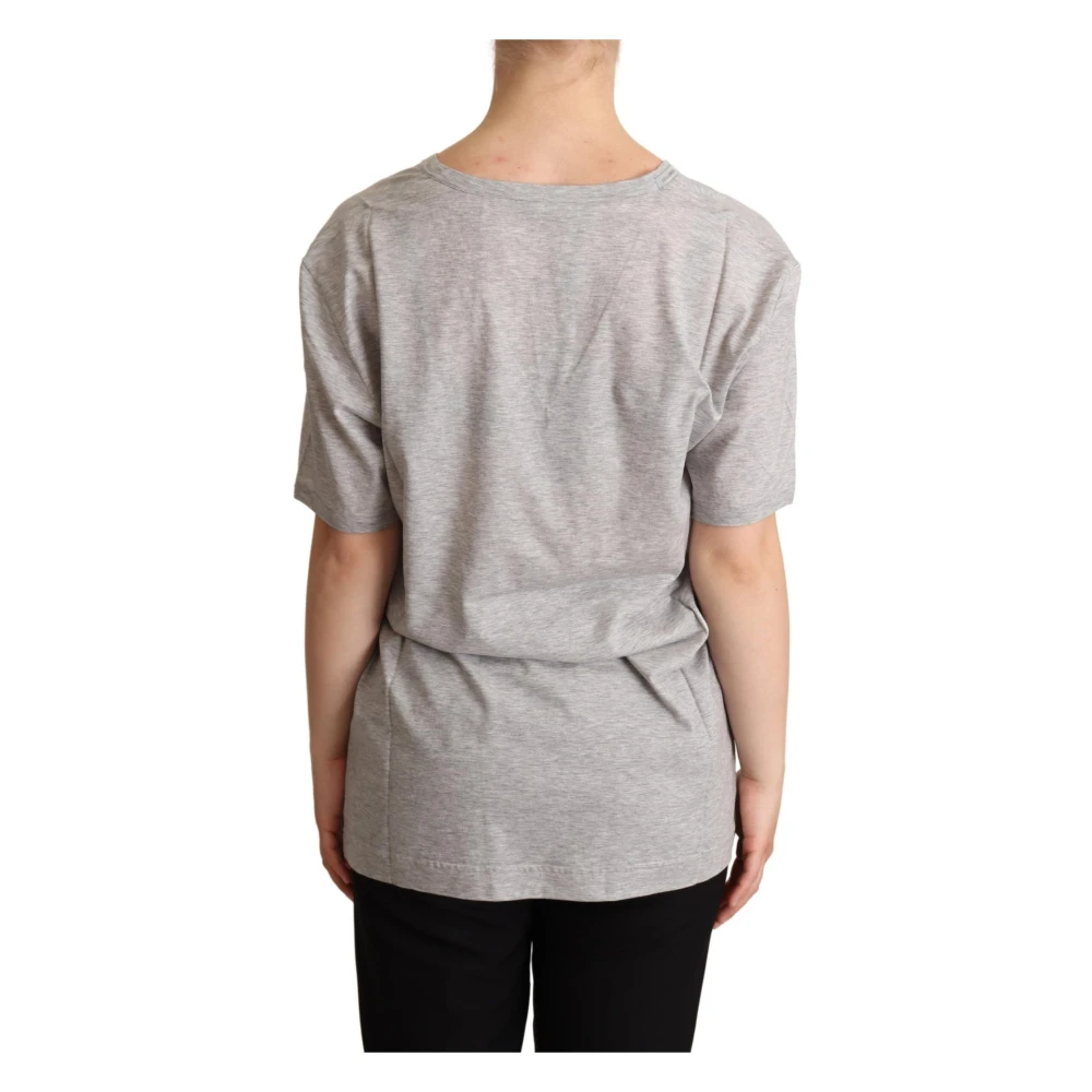 Dolce & Gabbana Grijze effen V-hals top T-shirt Gray Dames