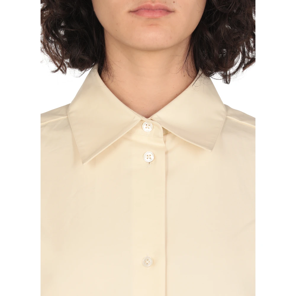 Jil Sander Ivoor Katoenen Overhemd met Kraag Beige Dames