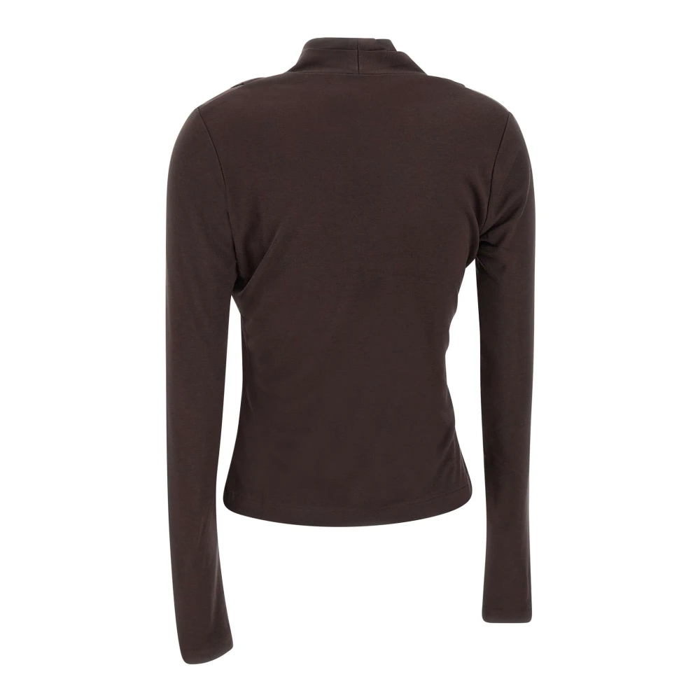IRO Chocolade V-hals top met uitsparingen Brown Dames