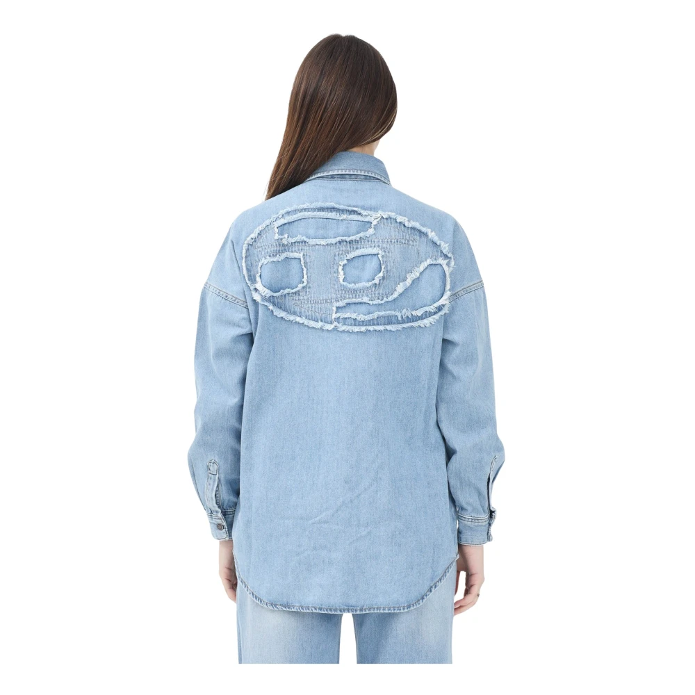 Diesel Lichte Denim Shirt met Verlaagde Schouders Blue Dames