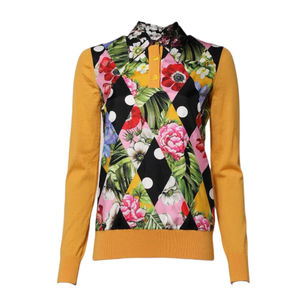 Dolce & Gabbana Floral Print Silk Polo Top - Female - Polo Shirts - Multicolor - 2XS - Tops