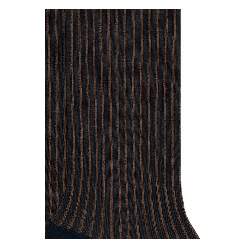 Gallo Italiaanse Katoenen Lange Sokken Blauw Twin-Rib Multicolor Dames