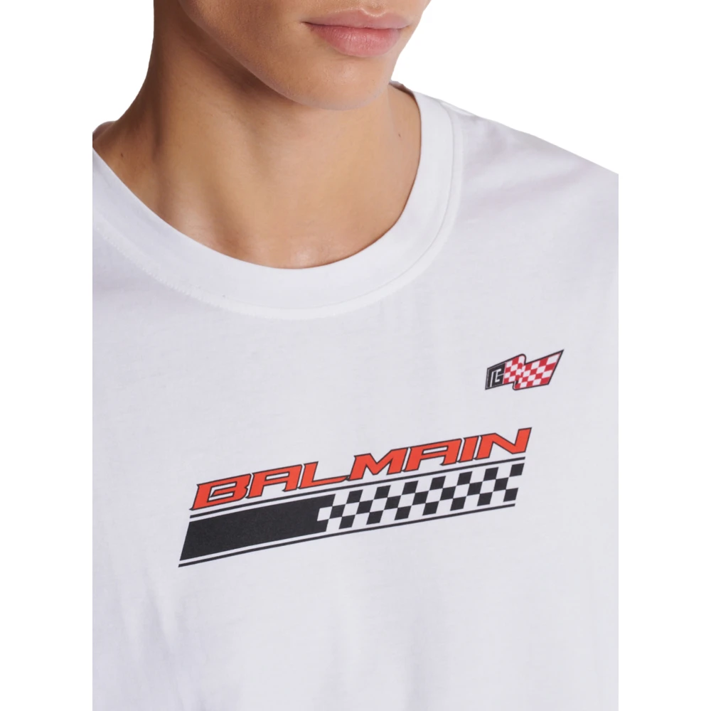 Balmain T-shirt met Racing print White Heren