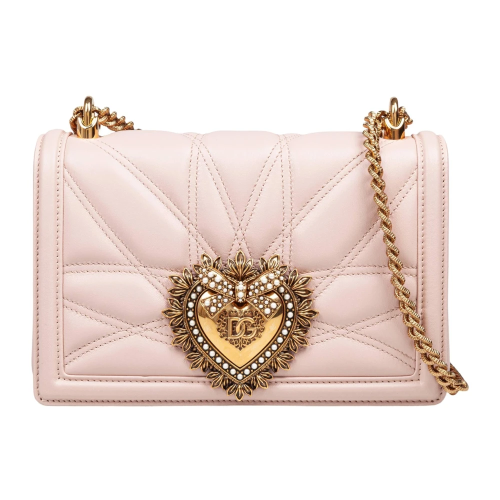 Dolce & Gabbana Women's Pink Quilted Nappa Shoulder Bag With Heart Detail