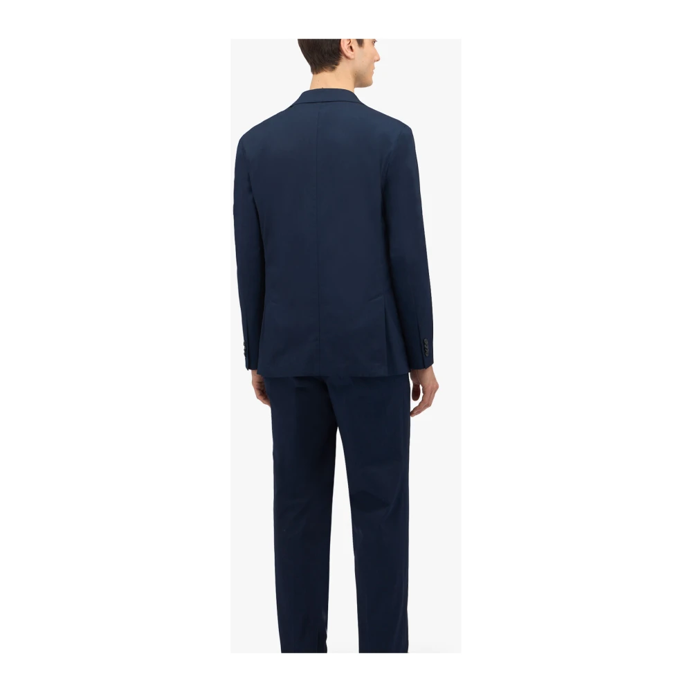 Brooks Brothers Marineblauw Stretch Katoenen Pak Blue Heren