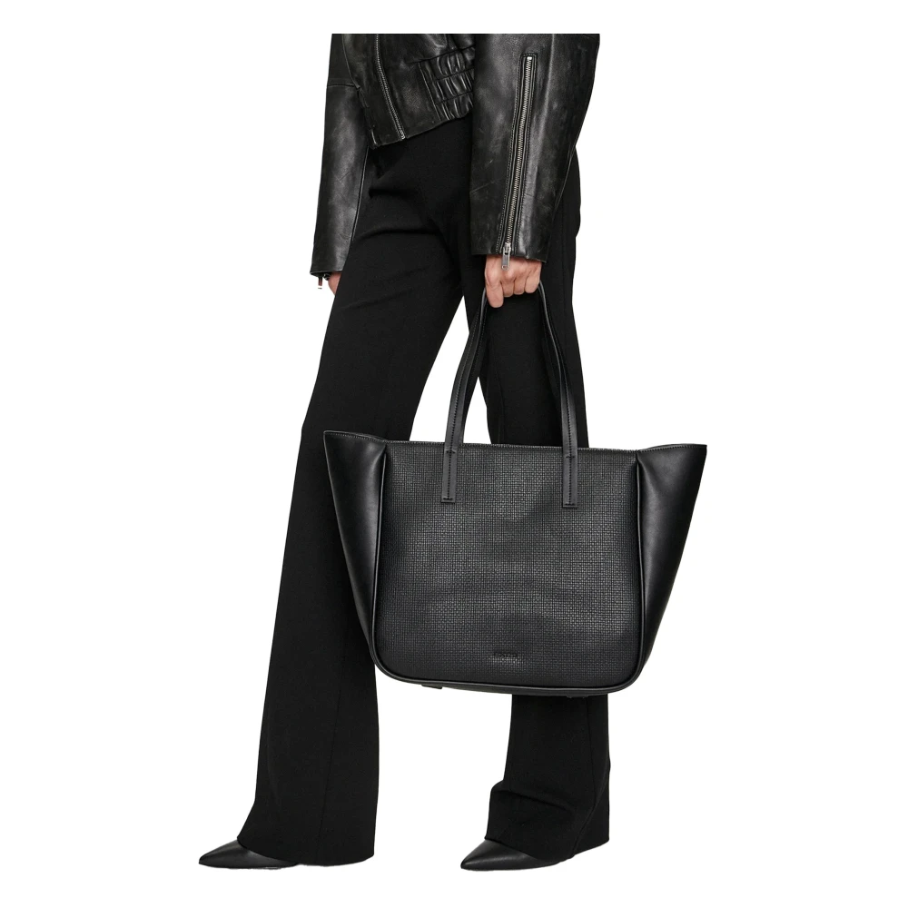 Calvin Klein Zwarte Nep Leren Handtas Black Dames
