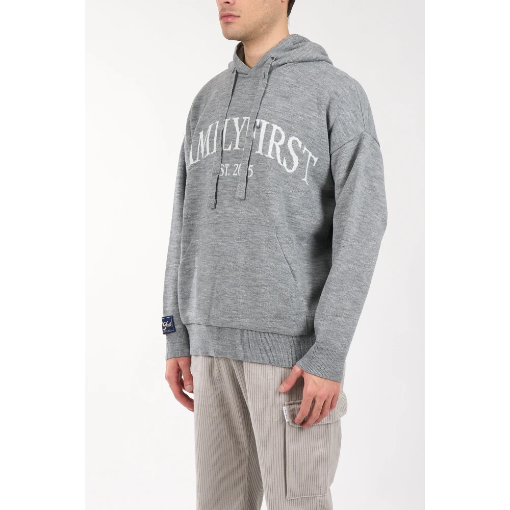 Family First Wollen hoodie met logo Gray Heren