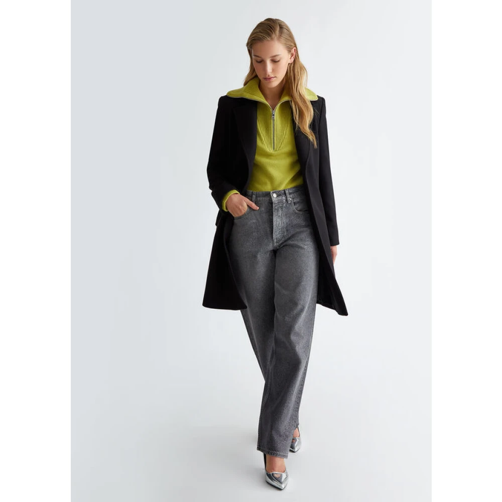 Liu Jo Wollen Jas met Revers Black Dames