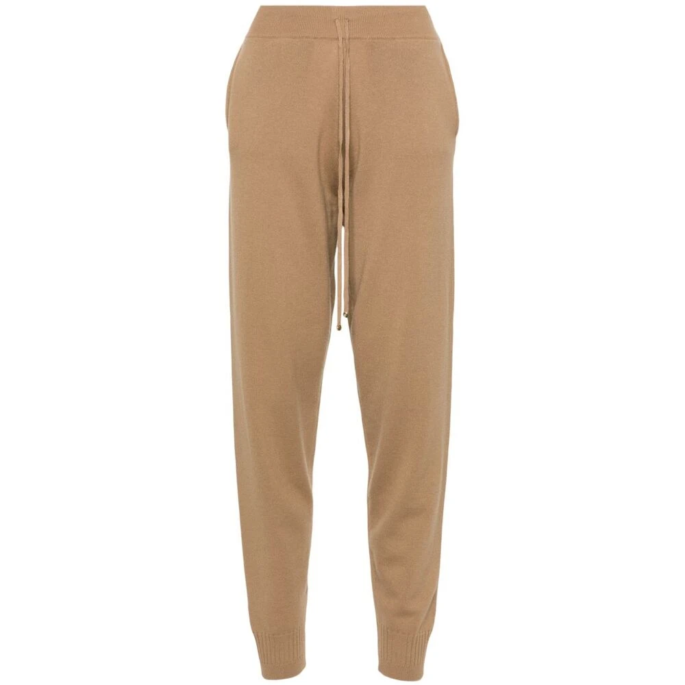 Stella Mccartney Kameelwollen gebreide broek taps toelopende pijp Brown Dames