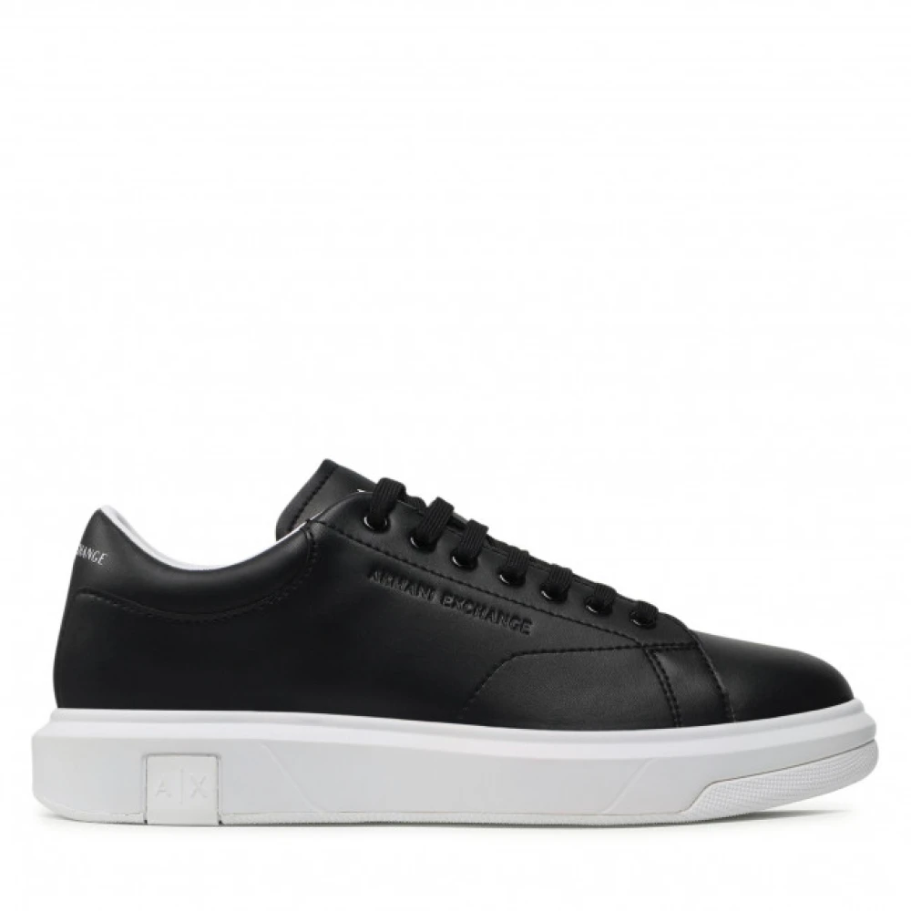 Armani Exchange Men's Black Sneakers, 10 Uk, Action Leather Trainers