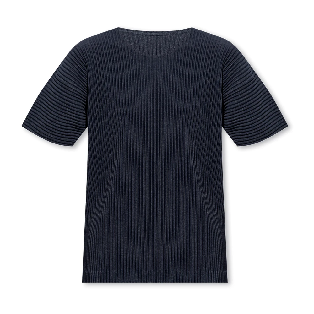 Issey Miyake Geplooide T-shirt Blue Heren