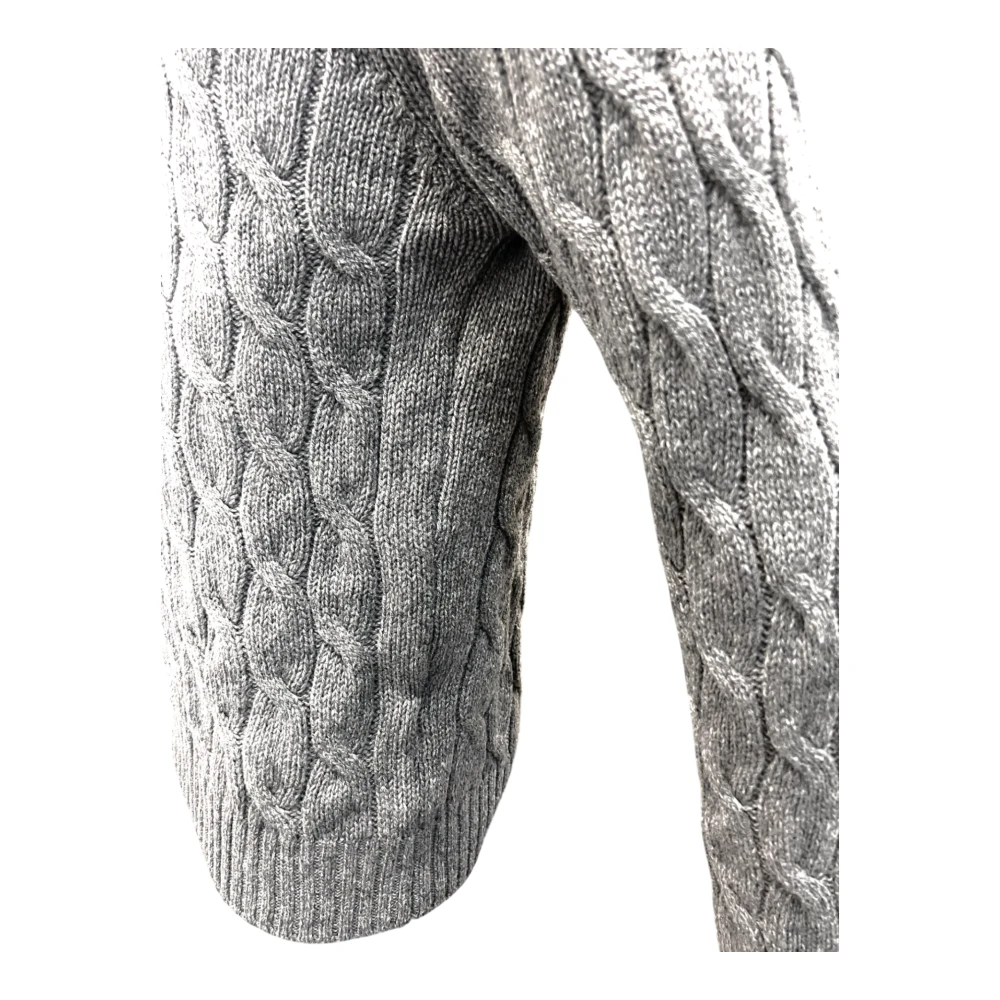 Gran Sasso Winter Grijs Kabelgebreide Coltrui Trui Gray Heren