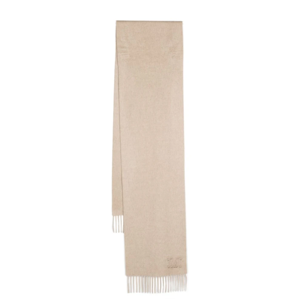 Max Mara Beige Cashmere Fringed Sjaal Beige Dames