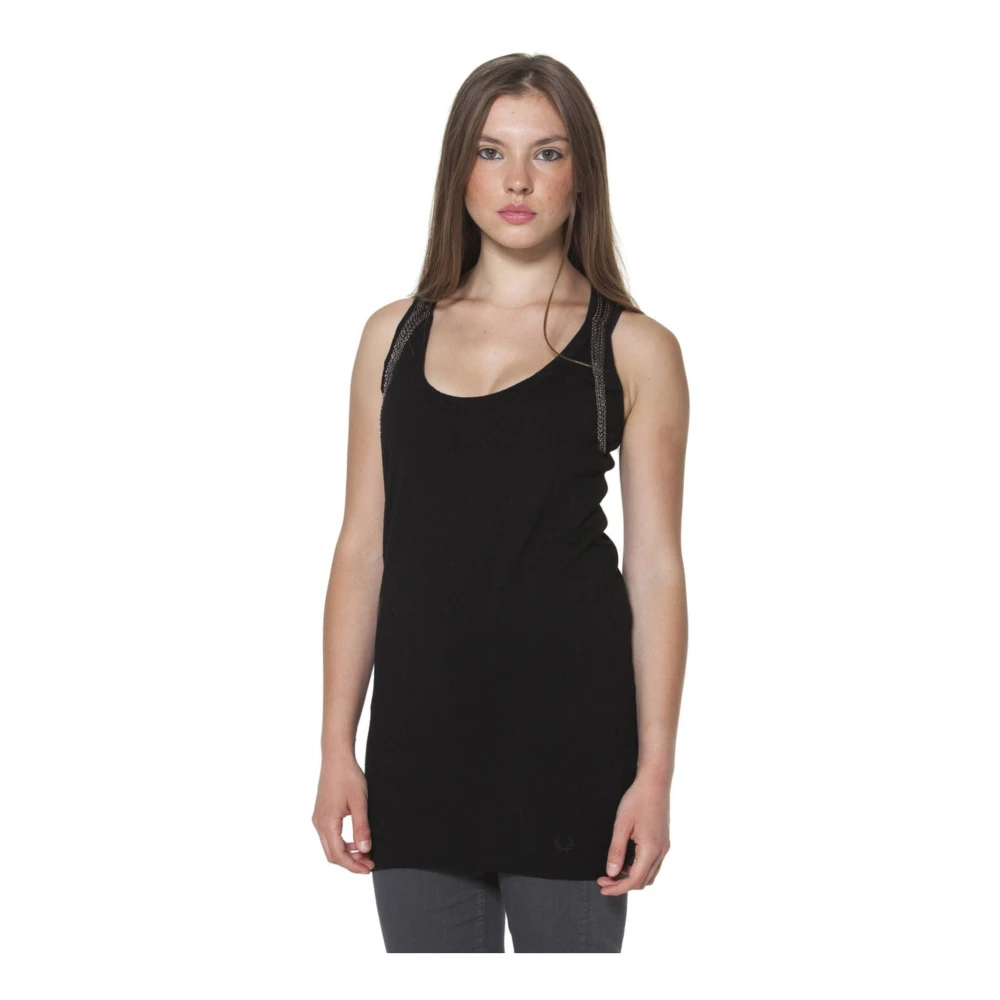 Fred Perry Zwarte Dames Tanktop Ronde Hals Black Dames