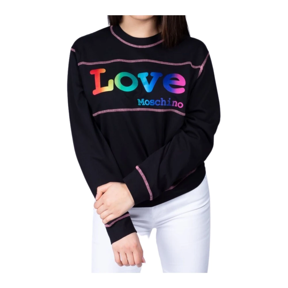 Moschino Kleurrijke Logo Sweater met Ronde Hals Black Dames