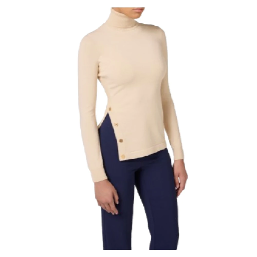 Elisabetta Franchi Ivoor Coltrui met Gouden Knopen Beige Dames