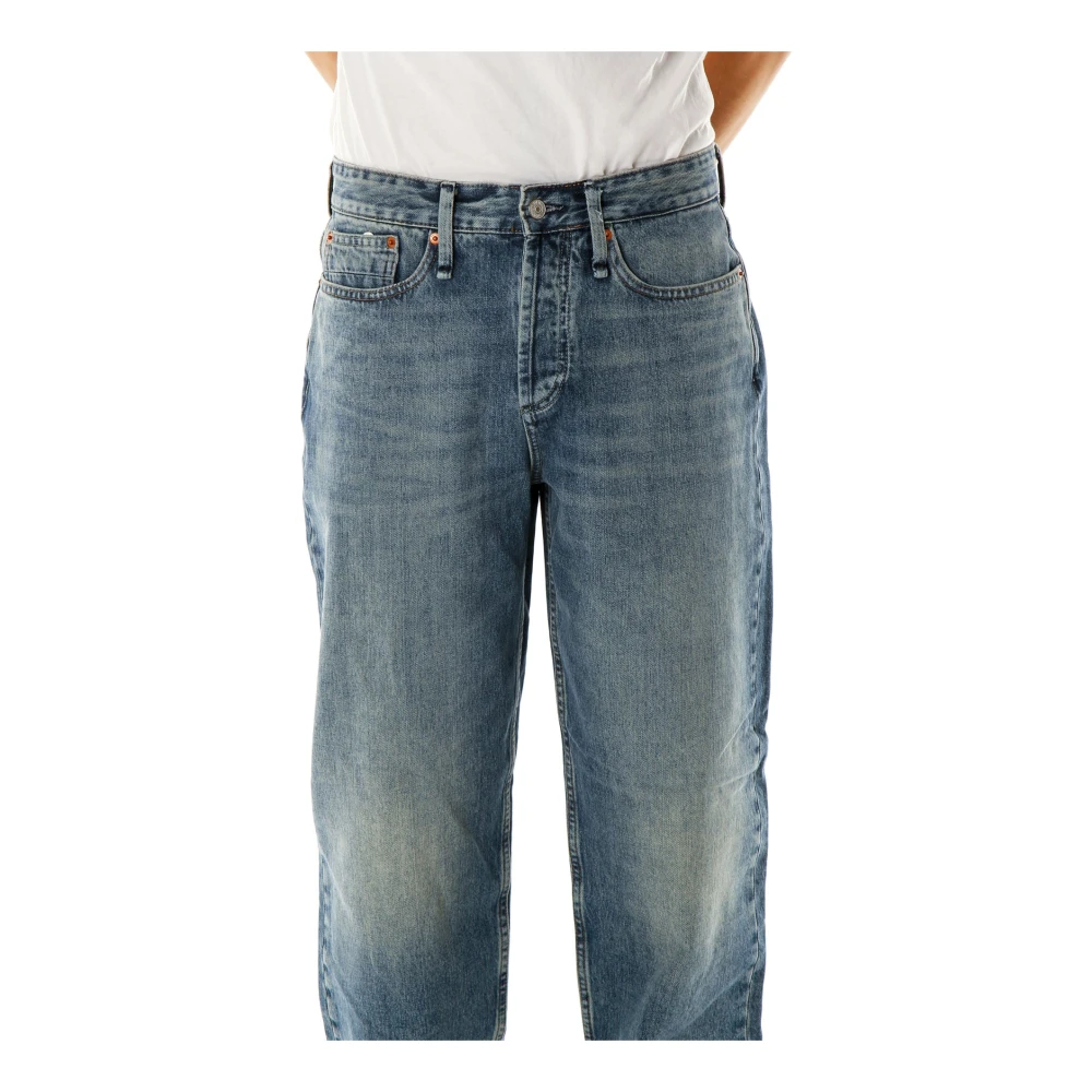 Denham Relaxed Tapered Fit Mid Waist Jeans Blue Heren