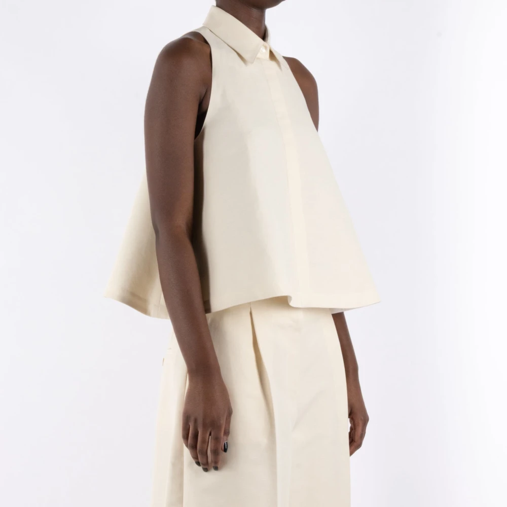 Marni Ivoor Katoenen Overhemd Beige Dames