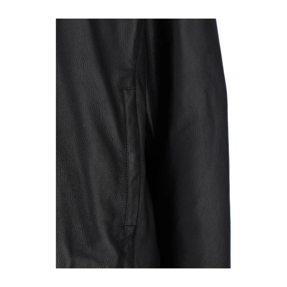 Arma Zwarte leren jas met klassieke kraag Black Heren