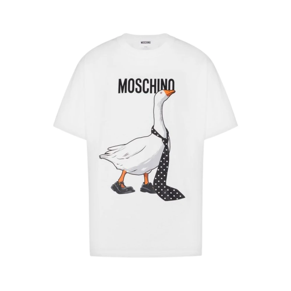 Moschino Unisex Vit Goose T-Shirt I Bomullsjersey