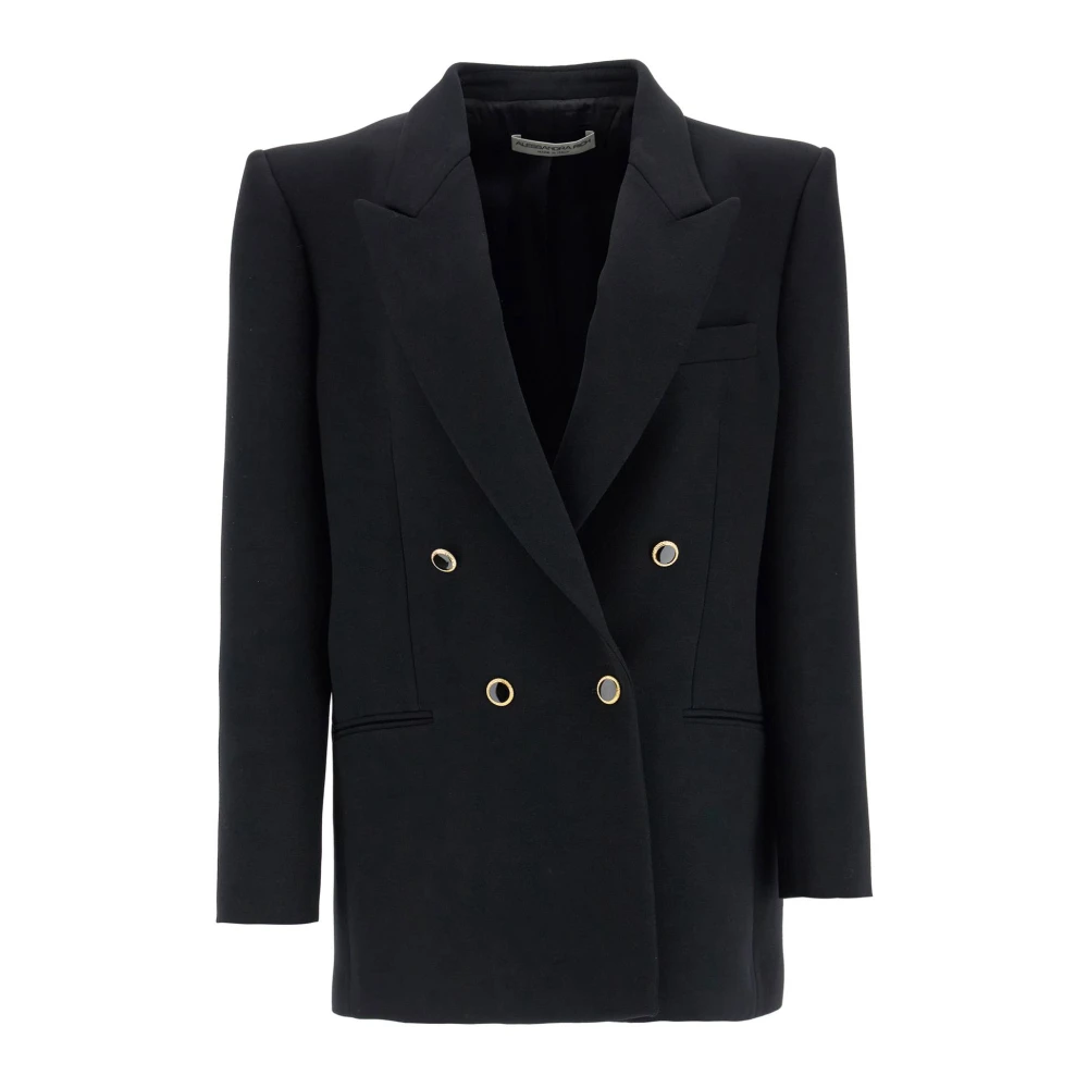 Alessandra Rich Oversized Wol Double-Breasted Blazer Black Dames