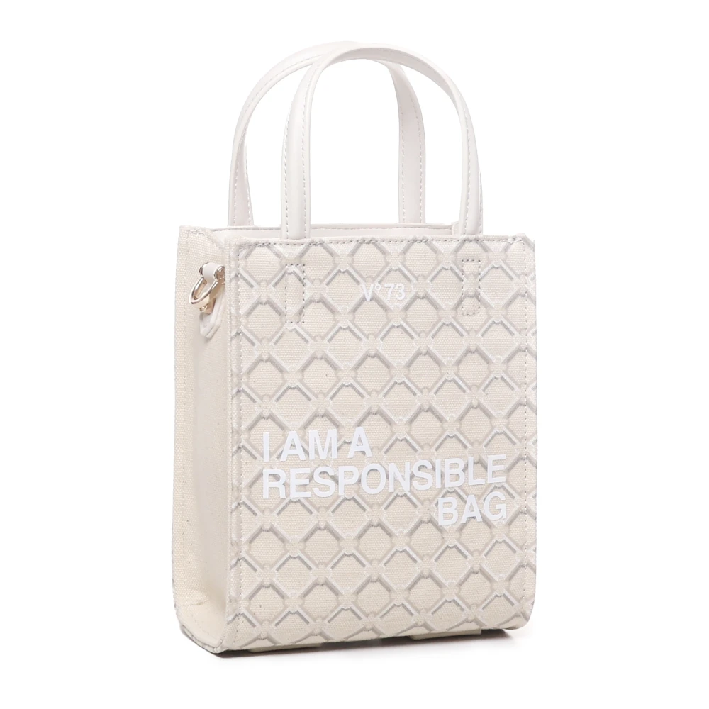 V73 Geometrische Print Schoudertas White Dames