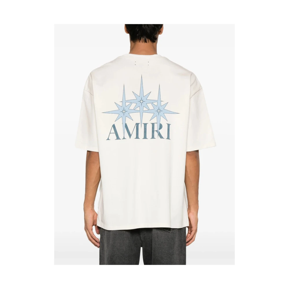 Amiri Beige Logo Print Crew Neck T-shirt Beige Heren