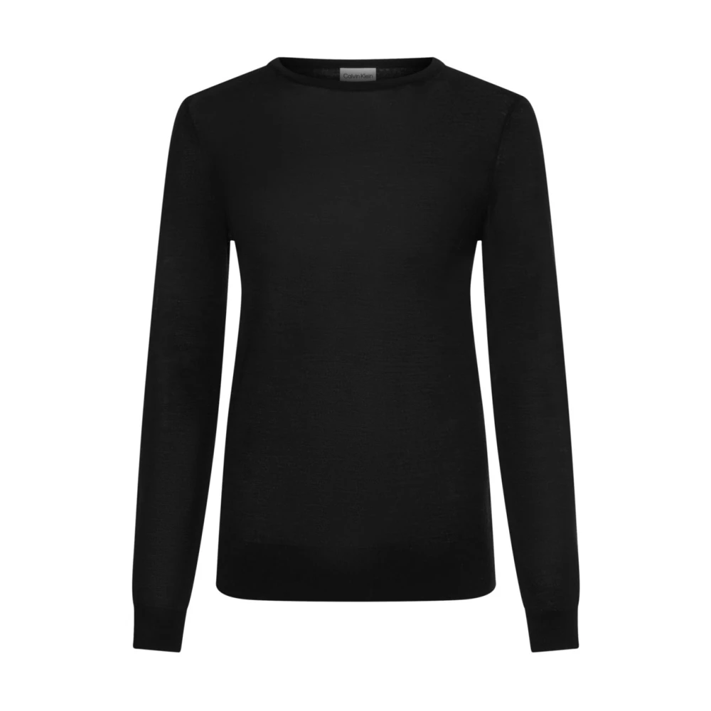 Calvin Klein Zwarte Sweaters met Elastische Manchetten en Taille Black Dames
